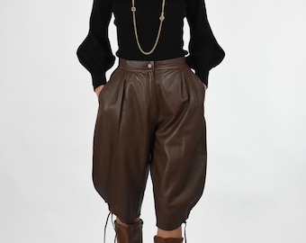 1980's Rich Brown Leather Knickerbocker Trouser Pants