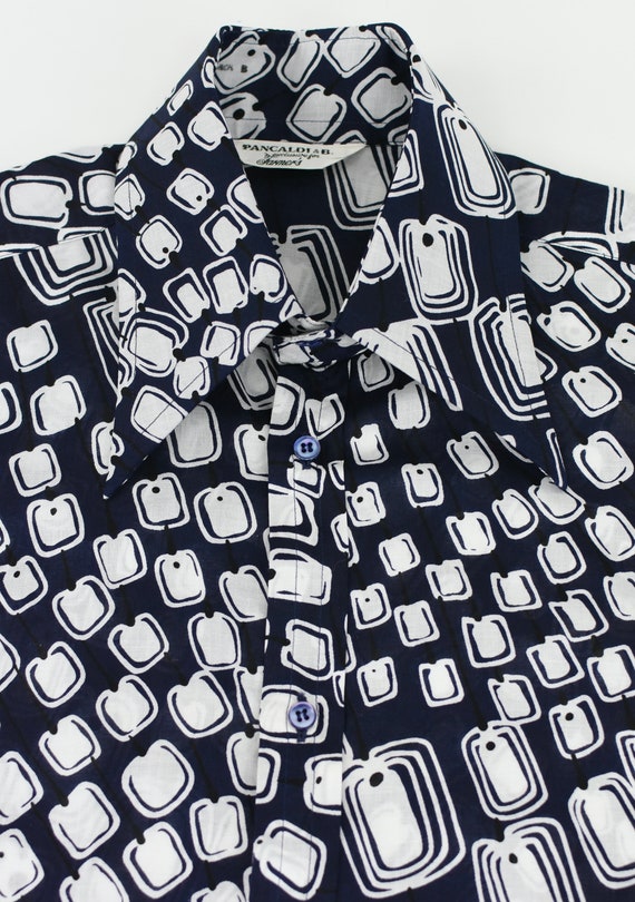 1970's Navy and White Rectangle Print Men's Deads… - image 3