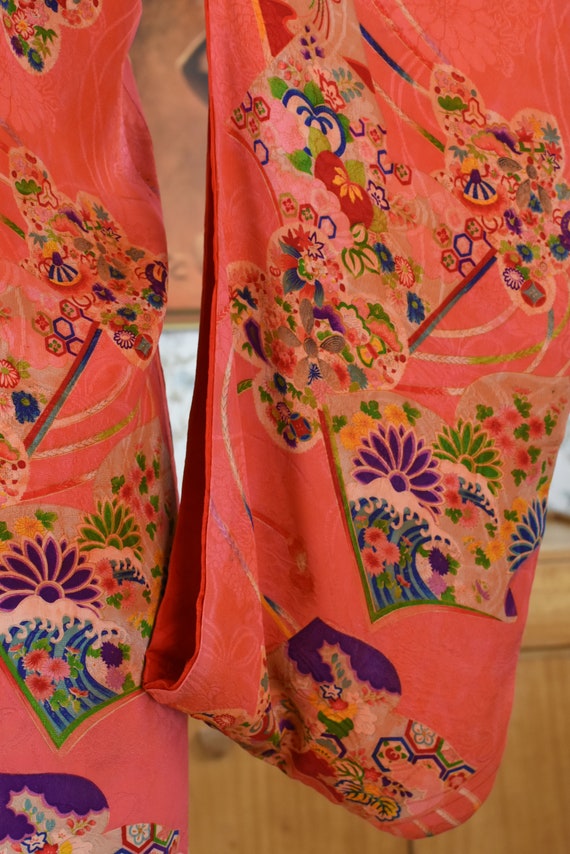 1930's Japanese Floral Silk Crepe Kimono Robe - Gem