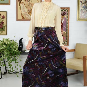 1970&#39;s Psychedelic Velvet Bohemian Lux Maxi Skirt