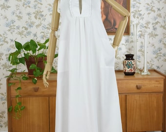 1970's Carla Zampatti White Cotton Sleeveless Summer Maxi Dress