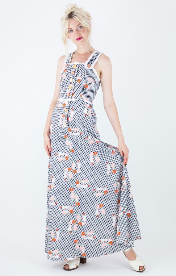 1970's Holly Hobbie Print Black and White Gingham