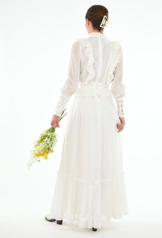1970's Gunne Sax White Lace Victorian Style Wedding M… - Gem