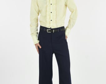 1970's Mens Navy Flared Trousers