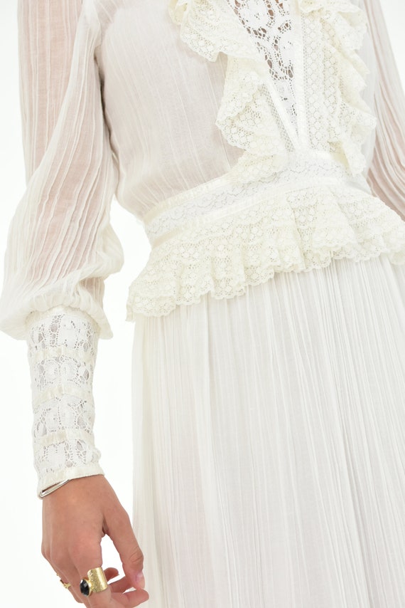 1970's Gunne Sax White Lace Victorian Style Wedding M… - Gem