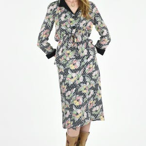 1970&#39;s Floral Two Piece Blazer Top and Skirt Set
