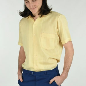 1960&#39;s Pale Yellow Short Sleeve Summer Shirt