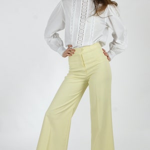 1970s Cream High Waist Summer Flares