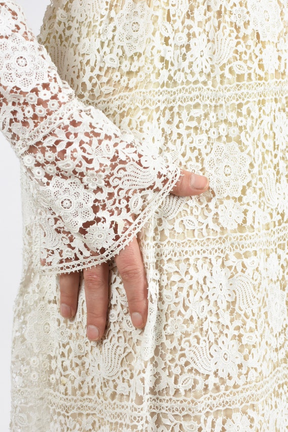 Edwardian Beaded Cream Guipure Lace and Net Weddi… - image 9