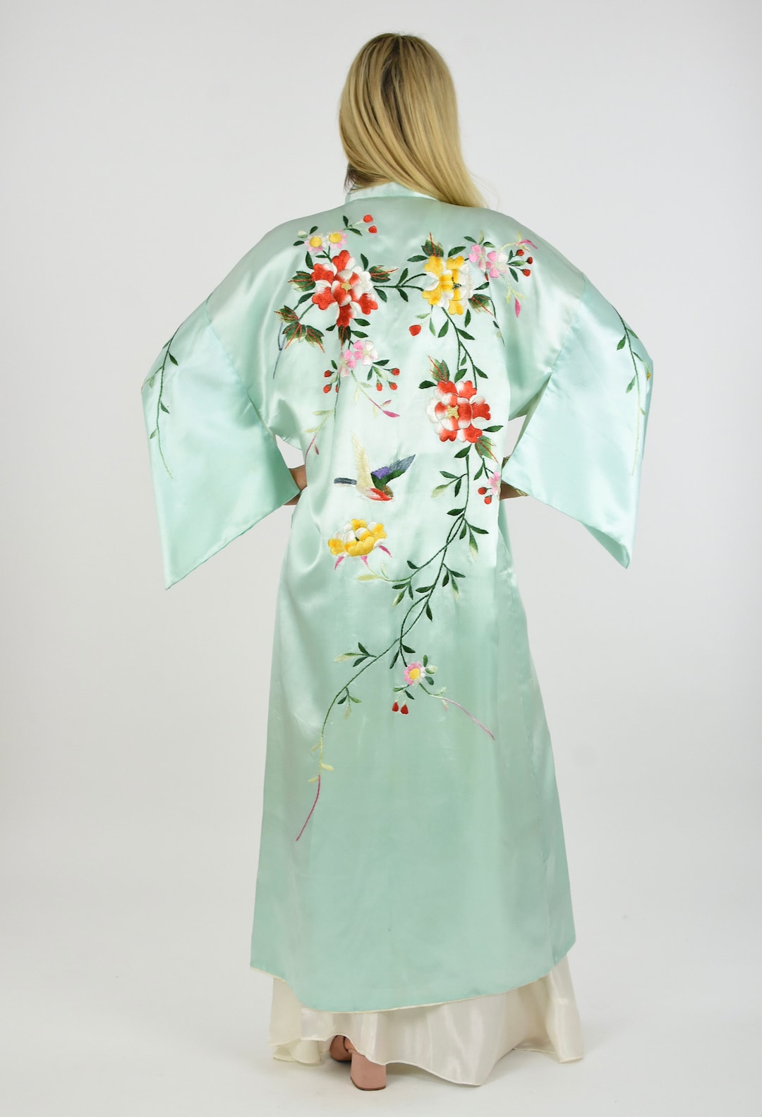 Green kimono robe hotsell