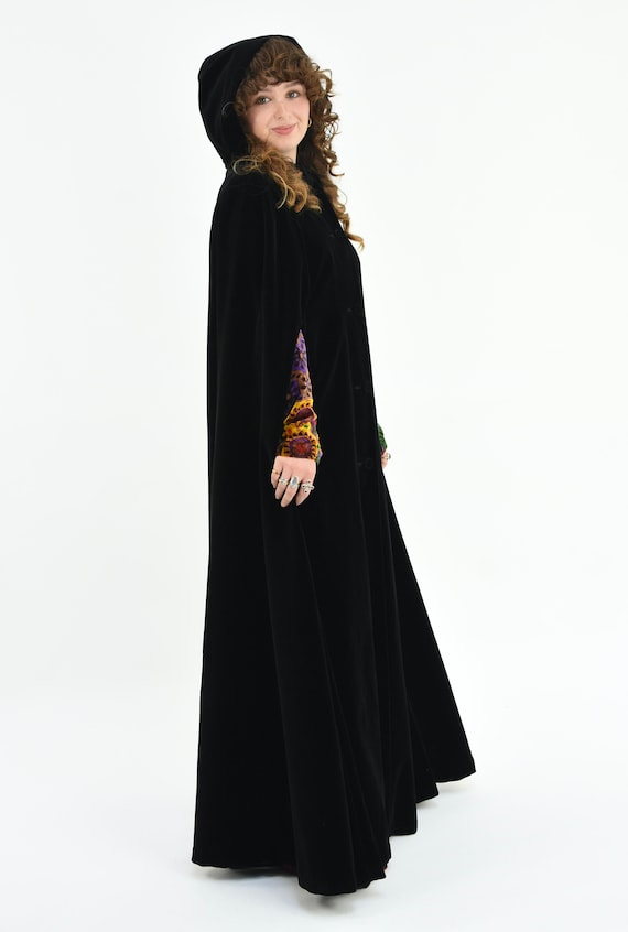 1950's Black Velvet Hooded Maxi Cape. - image 6