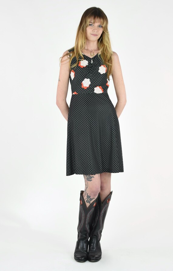 teal blue dress Polka Black Chiffon Mini Dress main image 0