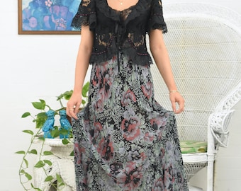 1970's Bohemian Floral Semi Sheer Maxi Skirt