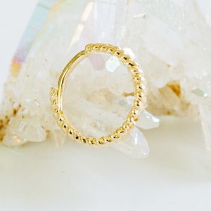 14K Solid Rose Gold Jewelry Thick Cz Round Circle Tragus Cartilage Conch Daith Helix Ear Segment huggie Hoop Ring Piercing Earring For Women