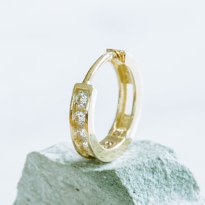 14K Gold Schmuck Cz öffnen runder Kreis Tragus Cartilage Snug Rook Daith Helix-Ohr-Segment Clicker Hoop-Ring-Piercing Ohrring für Frauen