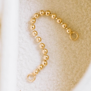 14k Solid Gold Bead Ball Helix Cartilage Inner Conch Convertible Stud Post Double Connected Hoop Ring Earring Piercing Jacket Chain Jewelry