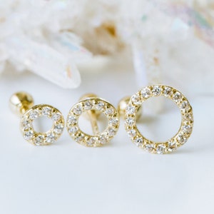 1pcs 14K Echt Solid Gold Edelstein Opal Cartilage Helix Snug Rook Daith Schmuck Cz runder Kreis-Kugel-Ohrstecker Pfosten Piercing Ohrring
