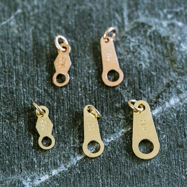 14k Solid Gold Clasp Chain Teardrop Connector Charm Tag Tab For Necklace Bracelet Loop End Cap Bar Chain Link Jewelry Rose Gold Jump Ring