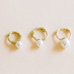 14K Solid White Rose Yellow Gold Pearl Round Ball Lobe Tragus Helix Cartilage Jewelry Piercing Earring For Women Girl Men