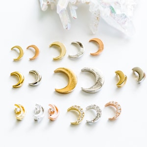 Cz crescente meia lua estrela jóias tragus concha cartilagem confortável rook daith helix lóbulo aurícula laço parafuso prisioneiro brinco labret piercing para mulher