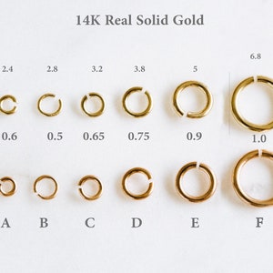 14k Real Solid Gold Jewelry Making Thin Or Thick  Connector Link Attach Charm Clasp Finding Open Round Jump Ring  8mm 7mm 5mm 22g 16g 20g