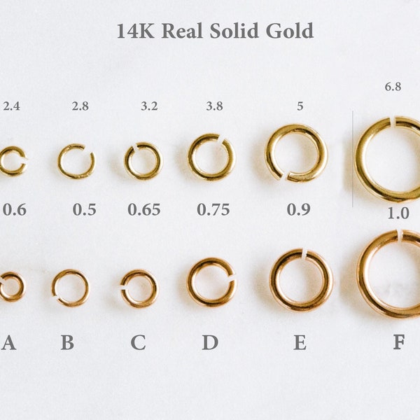 14k Real Solid Gold Jewelry Making Thin Or Thick  Connector Link Attach Charm Clasp Finding Open Round Jump Ring  8mm 7mm 5mm 22g 16g 20g