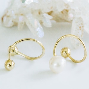 1pcs 14K Real Yellow Gold Twist Spiral Circle Round Ball Wire Tragus Helix Cartilage Lip Ear Guage Piercing Orecchino per donna ragazza gioielli