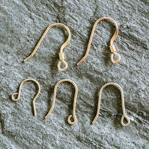14k Real Solid Gold Round Drop Dangle  Fish Hooks Hoop Ear Studs Earring 14k White Gold Wire For Women Men Girls Jewelry Making Findings