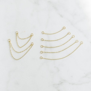 14k Real Solid Gold Helix Cartilage Inner Conch Convertible Ear Stud Post Double Connected Hoop Ring Earring Piercing Jacket Chain Jewelry