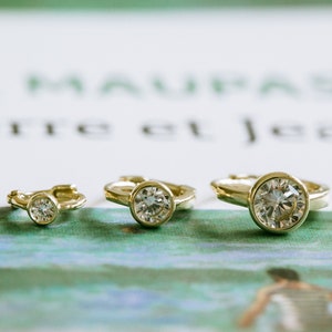 14K Solid Gold Jewelry Birthstone Round Bezel Cz Tragus Cartilage Snug Rook Helix Ear Piercing Earring Clicker Huggie Hoop Ring Women Men
