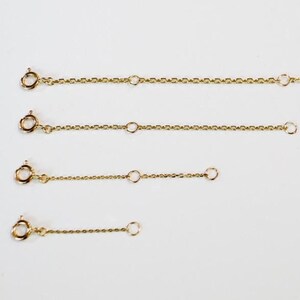 14k Solid Gold  Spring Ring Lobster Clasp Cable Necklace Bracelet Connector Connected Extender Extension Removable Adjustable Chain Jewelry