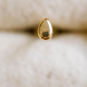 14K Solid Gold Cartilage Tragus Helix Inner Conch Nose Flat Teardrop Post Flat Back Internally Threaded Labret Piercing Earring Stud Jewelry