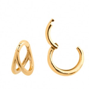 14K Solid Gold Jewelry Tragus Cartilage Snug Rook Forward Helix Lobe Ear Seamless Clicker Huggie Nose Round Hoop Ring Piercing Earring