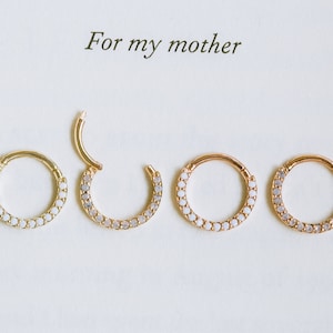 14K 18K Real Solid Gold 18g White Pink Opal Snug Helix Cartilage Daith Eyebrow Lip Round Nose Septum Ring Hoop Earring Piercing Jewelry