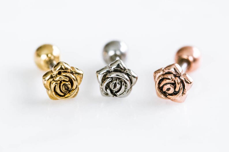1mm Spring Blossom Flower Cartilage Tragus - Sold as a Pair 18G