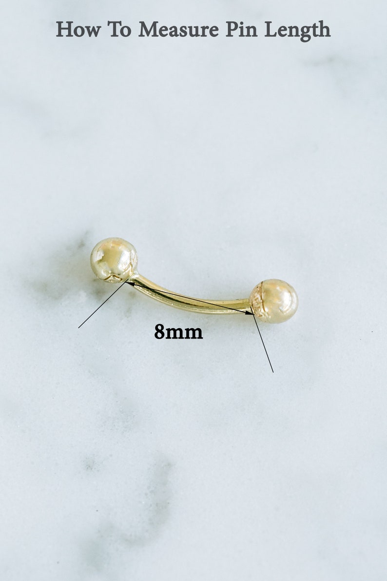 14K 18k Solid Gold Round Fresh Water Pearl Snug Rook Eyebrow Navel Daith Banana Curved Ear Earring Barbell Piercing For Women Men 16g 18g image 9