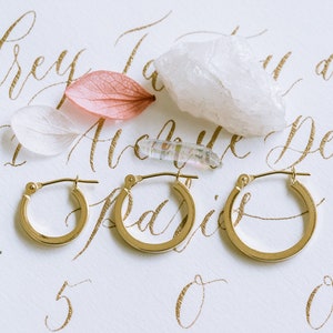 20G 14k Solid Real Gold Open Round Bold Circle Ear Stud Piercing Making Post Earring Huggie Hoop Ring For Women Girls Teens Men Jewelry