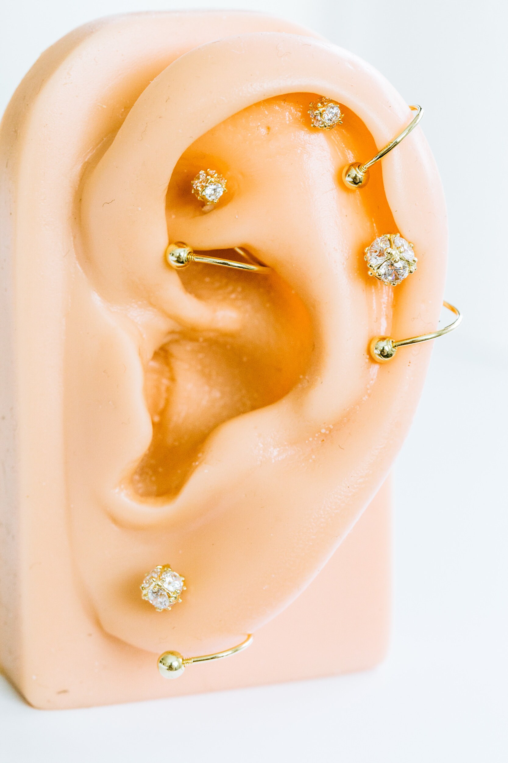 14K Real Yellow Gold Simulated Diamond Cz Twist Spiral Round Etsy