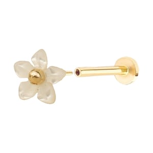20g 18g 16g 14K Solid Gold Cartilage Tragus Helix Inner Conch Mother Of Pearl Post Flat Back Internally Threaded Labret Piercing Earring