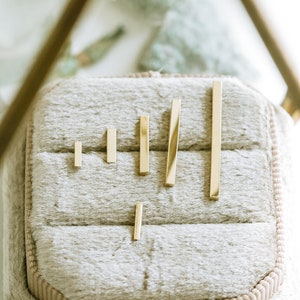 14K Real Solid Gold Forward Helix Cartilage Tragus Inner Conch Square Bar Stick Ear Post Stud Earring Barbell Piercing For Women Jewelry