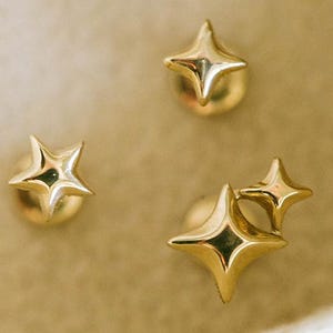 20g 18g 16g 14K Solid Gold Cartilage Tragus Helix Conch Nose Sunlight Star Post Flat Back Internally Threaded Labret Piercing Earring Stud