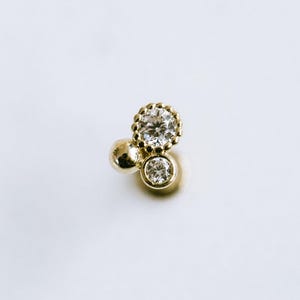 20g 18g 16g 14K Solid Gold Cartilage Tragus Helix Inner Conch Cz Bezel Ball Post Flat Back Internally Threaded Labret Piercing Earring Stud