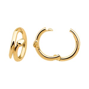 14K 18k Solid Gold Minimalist Snake Tragus Cartilage Snug Rook Helix Ear Seamless Piercing Earring Clicker Huggie Hoop Ring For Women Men