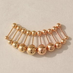 14K Solid Yellow Rose Gold Cartilage Tragus Round Ball 2,3,4,5,6mm Lightweight Piercing 21G, 4,6,8mm Ear Stud Post Pierced Earring Piercing