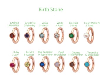 14K Solid Gold Jewelry Birthstone Round Bezel Cz Tragus Cartilage Snug Rook Helix Ear Seamless Piercing Earring Clicker Huggie Hoop Ring