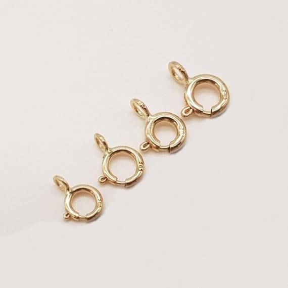 1pcs 14k Real Solild Yellow Rose White Gold Nickel Free Claw Spring Ring Round Clasp For Necklace Bracelet Chain Jewelry Making Supplies