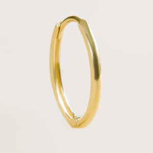 14K Solid Gold Jewelry Slim Oval Round Piercing Earring Hoop Ring
