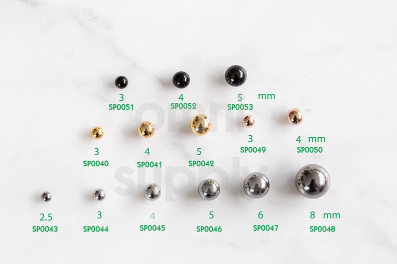 Labret Piercing Ball 16g 316L stainless steel labret Flat | Etsy