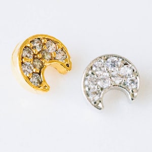 6mm 16g Body jewelry cartilage ear studs cute cz half crescent moon tragus helix piercing earrings parts pendants,earrings parts pendants
