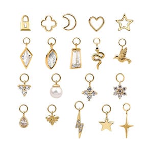 14k Real Solid Gold Tiny Small Dangle Ear Stud Post Double Connected Hoop Ring Earring Labret Jacket Piercing Droplet Pendant Charm Jewelry